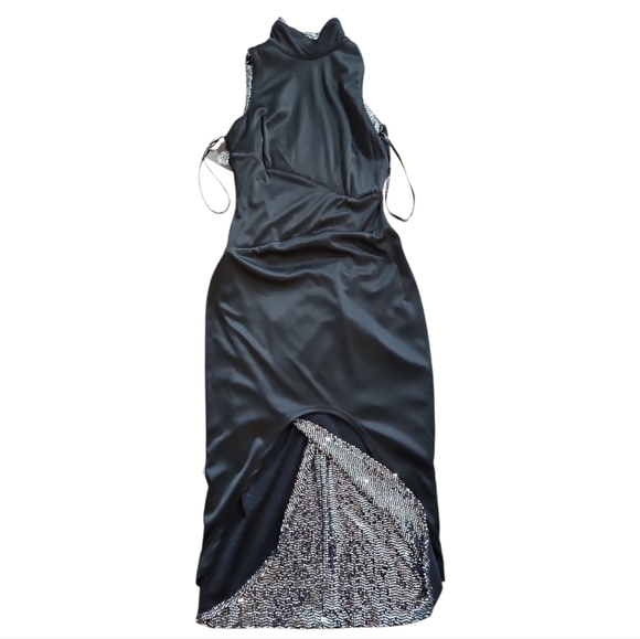 NWT Vince Camuto Dress Midi  Silver Metallic Mock Neck Cocktail Woman sz 4 - Picture 8 of 9